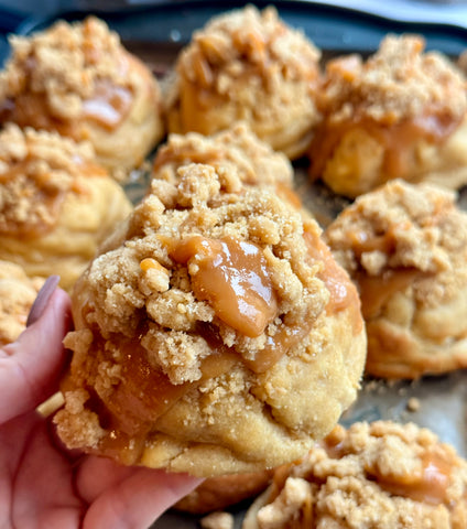 Caramel Apple Crumble Stuffed Cookie