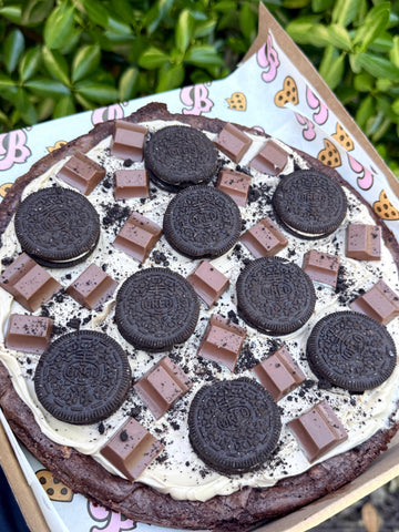 Large loaded kinder and Oreo trippled choc brownie